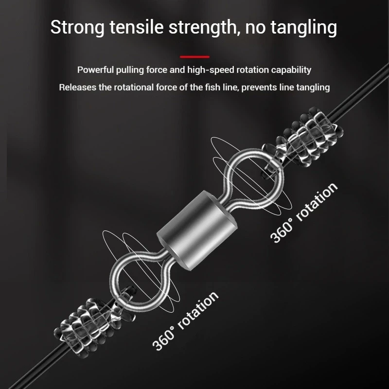 100pc Fishing Swivel Ball Bearing Swivel Stainless Steel Fishing Connector Bearing Snap Fishing Swivels Rolling Bead Accessories