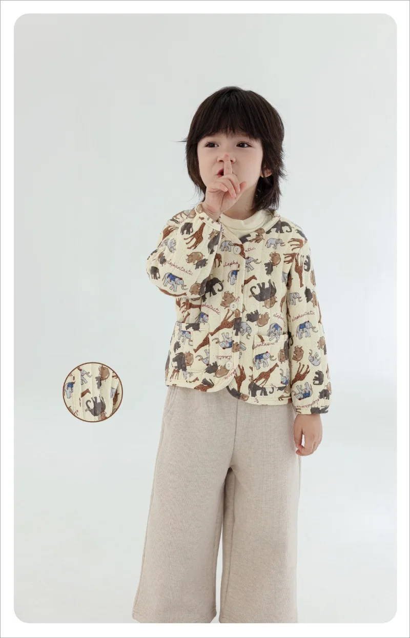 Kids Velvet Jacket - Nordic Style Cotton Coat for Autumn Winter