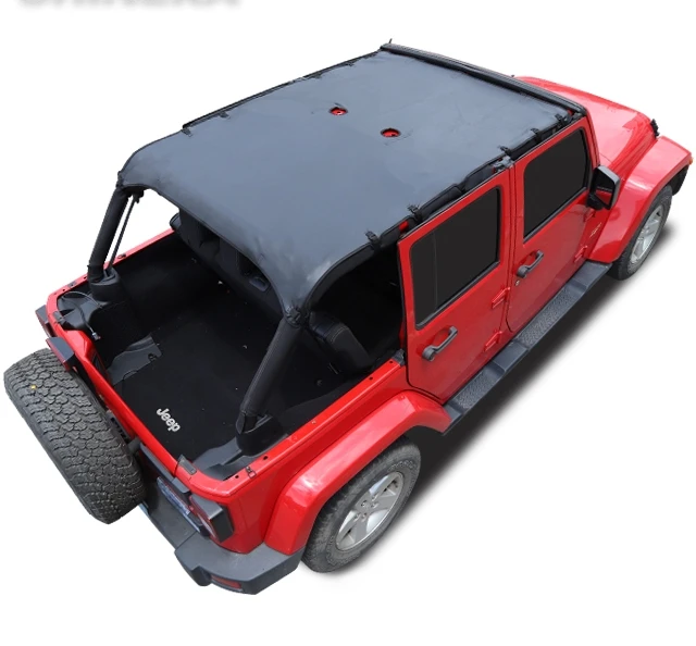 

MOVOTOR Car Accessories Length Soft Car Sunshade Mesh Top Full Cover 1 Set Black For -Jeep -Wrangler JK JKU 4 Doors 2007-2018