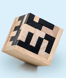 Intricate 3D Wooden Puzzle Cube - Challenging Educational Toy (54L)