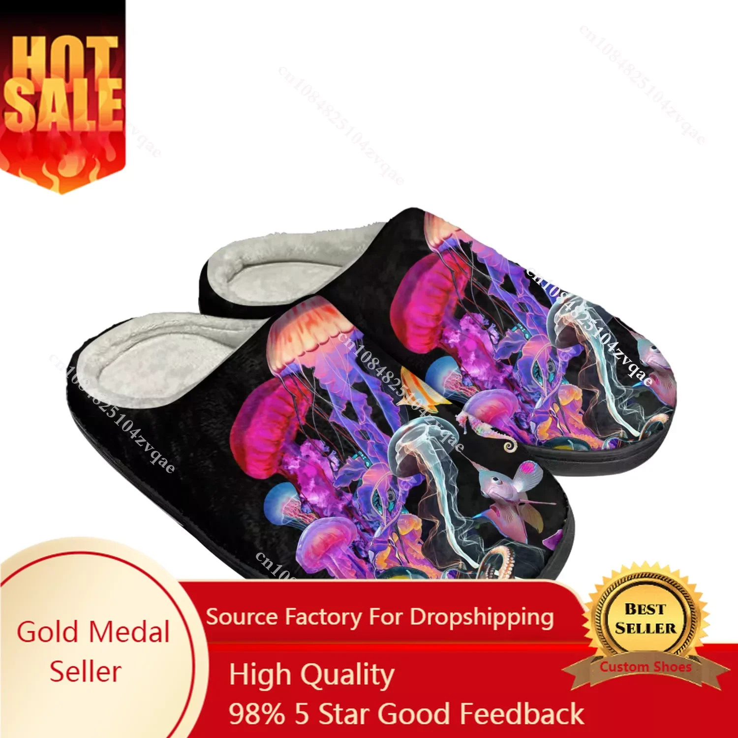 Jellyfish Pattern Home Cotton Slippers Mens Womens Plush Bedroom Casual Keep Warm Shoes Thermal Indoor Slipper Custom Shoe