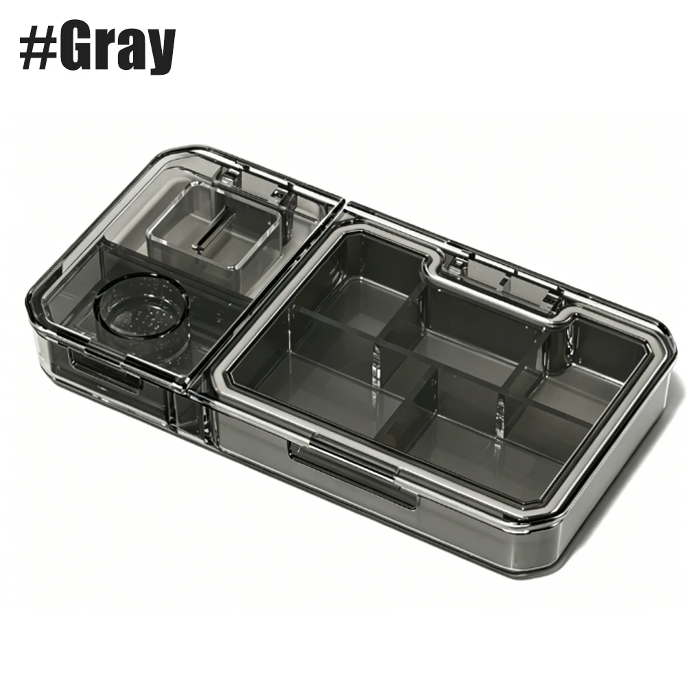 Compact Pill Organizer with Cutter and Crusher - Travel-Friendly Medicine Holder for Vitamins and Supplements