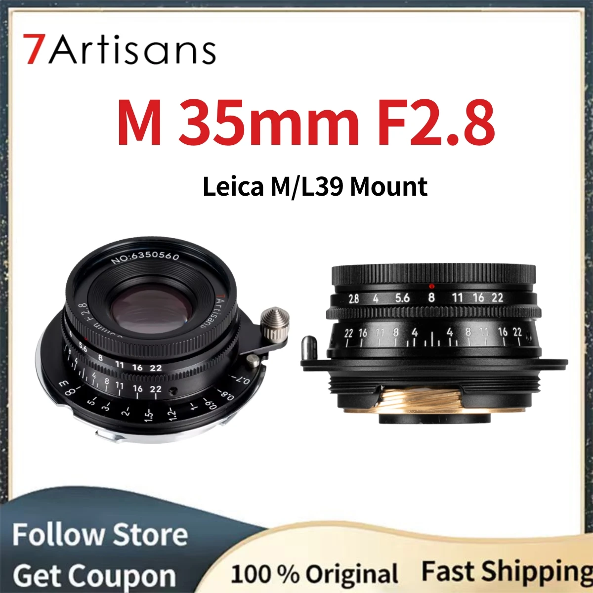 7Artisans M 35mm F2.8 풀프레임 수동 초점 프라임 렌즈 (라이카 M 마..