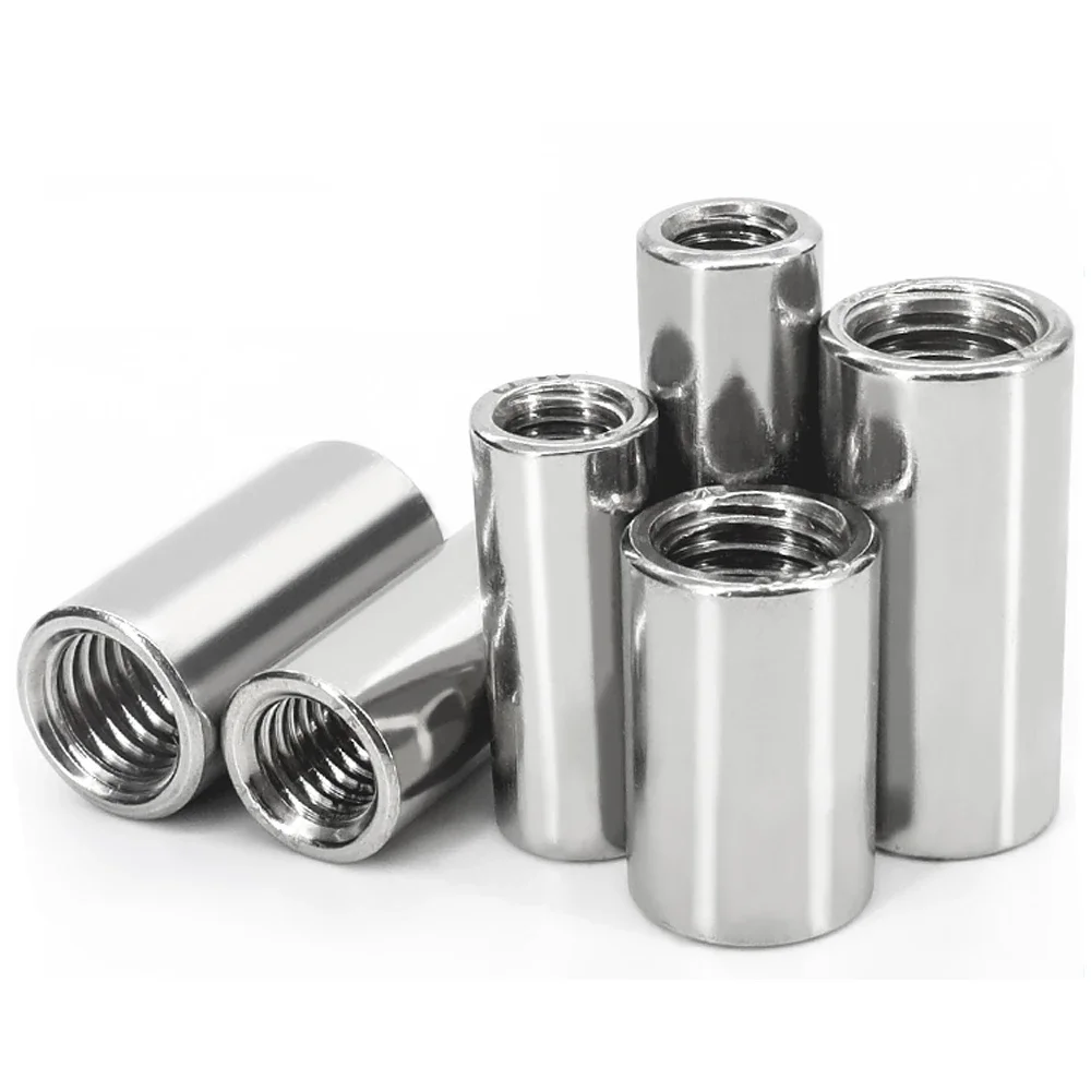 2-10Pcs M3 M4 M5 M6 M8 M10 304 Stainless Steel Extension Thicken Round Coupling Nut Connector Joint Sleeve Nut