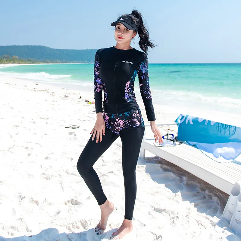 Men's Long Sleeve Diving Suit with Split Korean Style Swimming And Surfing Sports Swimwear for Floating Diving Beach Wear