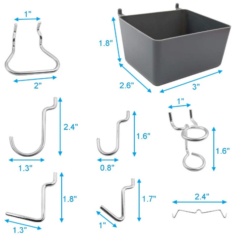 

80Pcs Grid Wall Display Hooks Storage Racks Metal Panel Hang Retail Shop Peg Goods Shelf Fits Perforated Workshop Hook