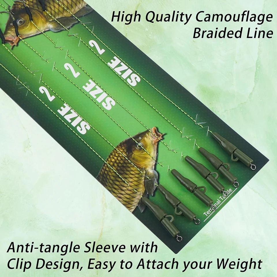 Sea Fishing Rigs Alwonder 6x Pre-Tied Carp Fishing Rigs - Anti-Tangle ...
