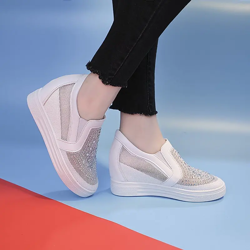 

Hot Wedges Shoes for Women New Bling Autumn Shoes Woman Fashion Slip-On Round Toe Casual Flat Shoes Comfortable Flats