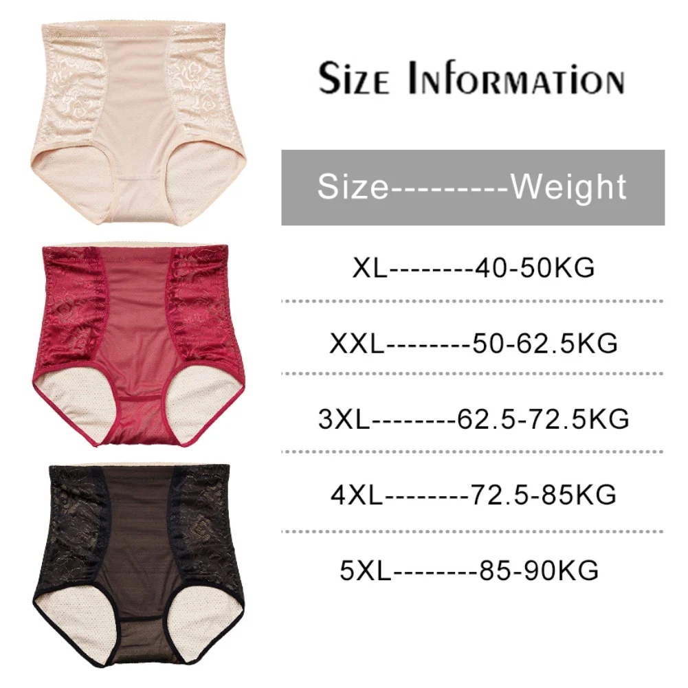 Description Picture 2 of itemWomen's Seamless High-Rise Shaping Panties Sexy Lace Embroidery Waist Trainer Hip Lifting Control Underpants Soft Breathable Bri
