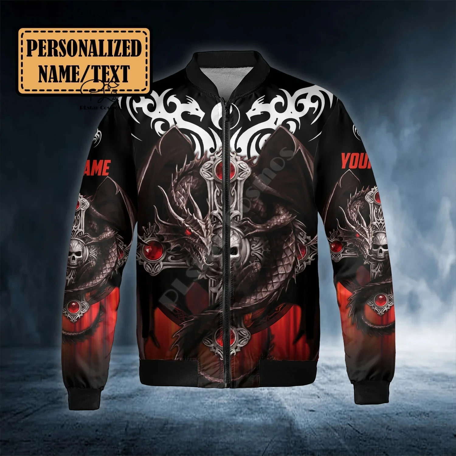 Halloween Series 3D Printed Horror Skull Customized Name Latest Unisex Winter Warm Zippered Flight Jacket Casual W-1