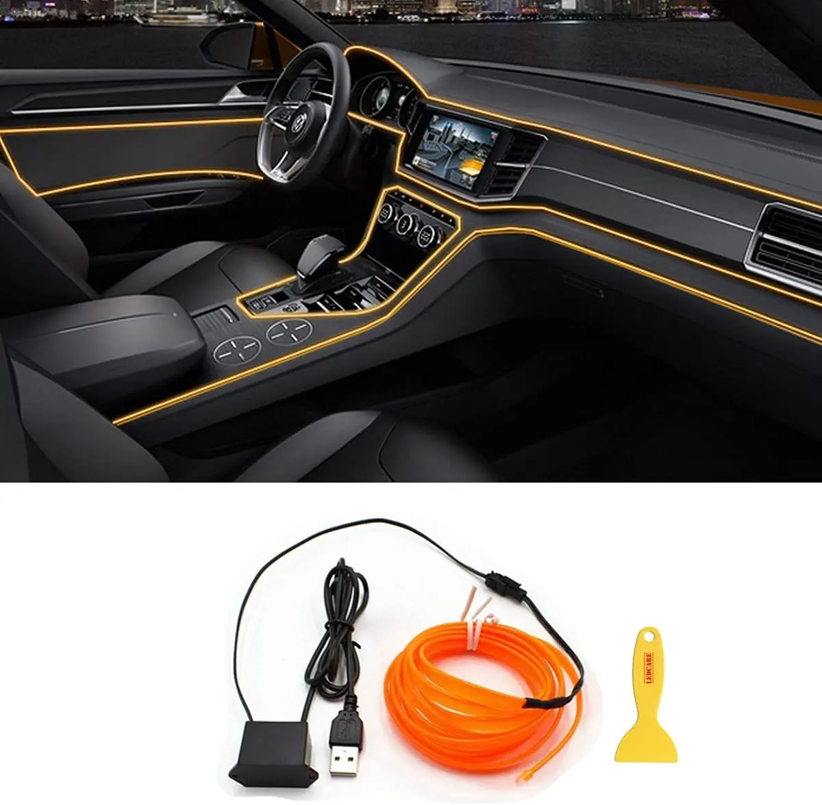 

EL Wire Interior Car LED Strip Lights LED USB Neon Glowing Wire Lights with 6mm Sewing Edge 3M/10FT