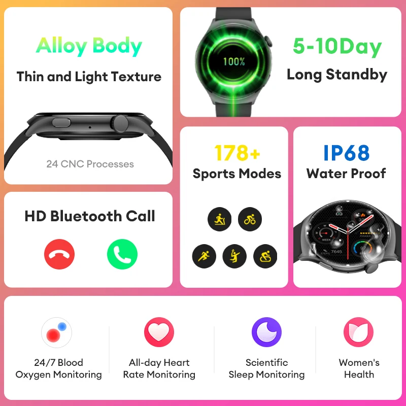 KHwatch Bluetooth Call Smart Watch Men AMOLED Screen Steel Watches