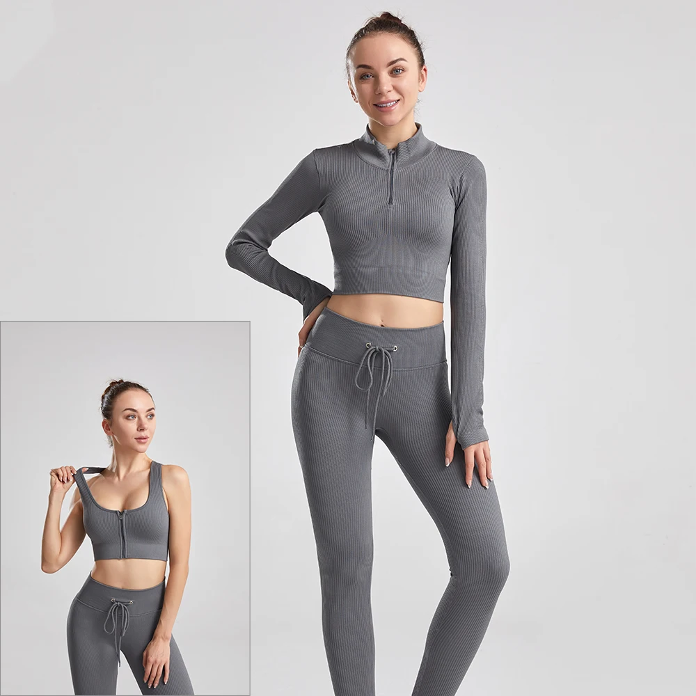 thread-yoga-suit-set-shaping-butt-lift-women's-solid-color-leggings-sports-short-long-sleeve-and-bra-draw-string