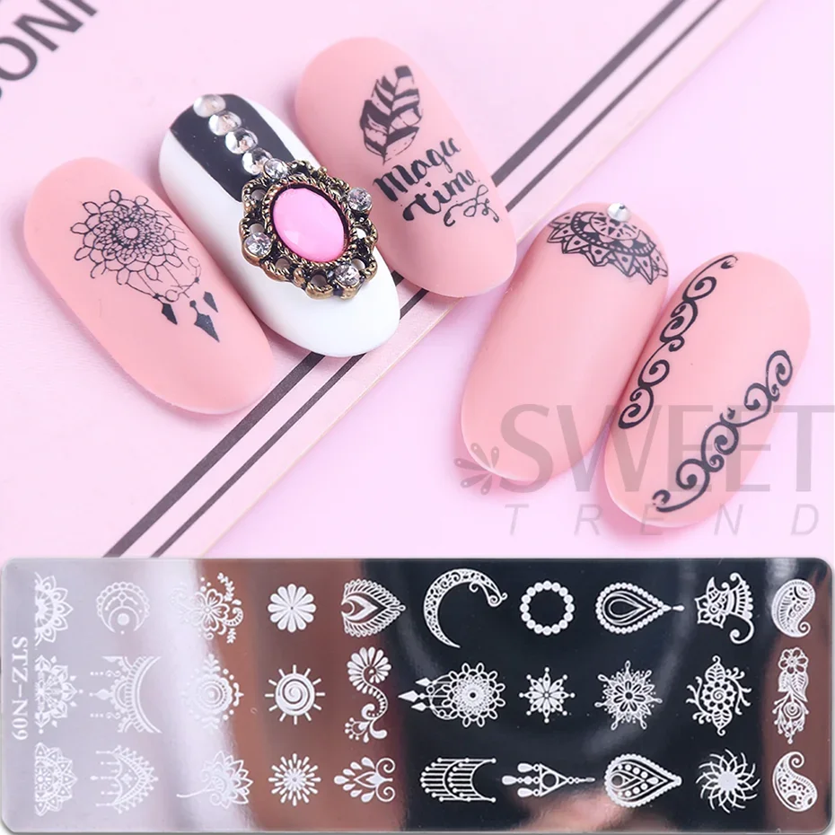 Winter Wonderland Nail Art Stamping Plate - Snowflakes, Christmas, Roses, Leaves & Butterflies Design Template
