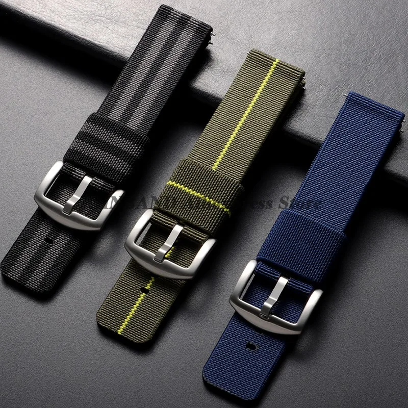 Nylon Military-Style Woven Elastic Watch Band - Quick Release Sport Strap Accessory
