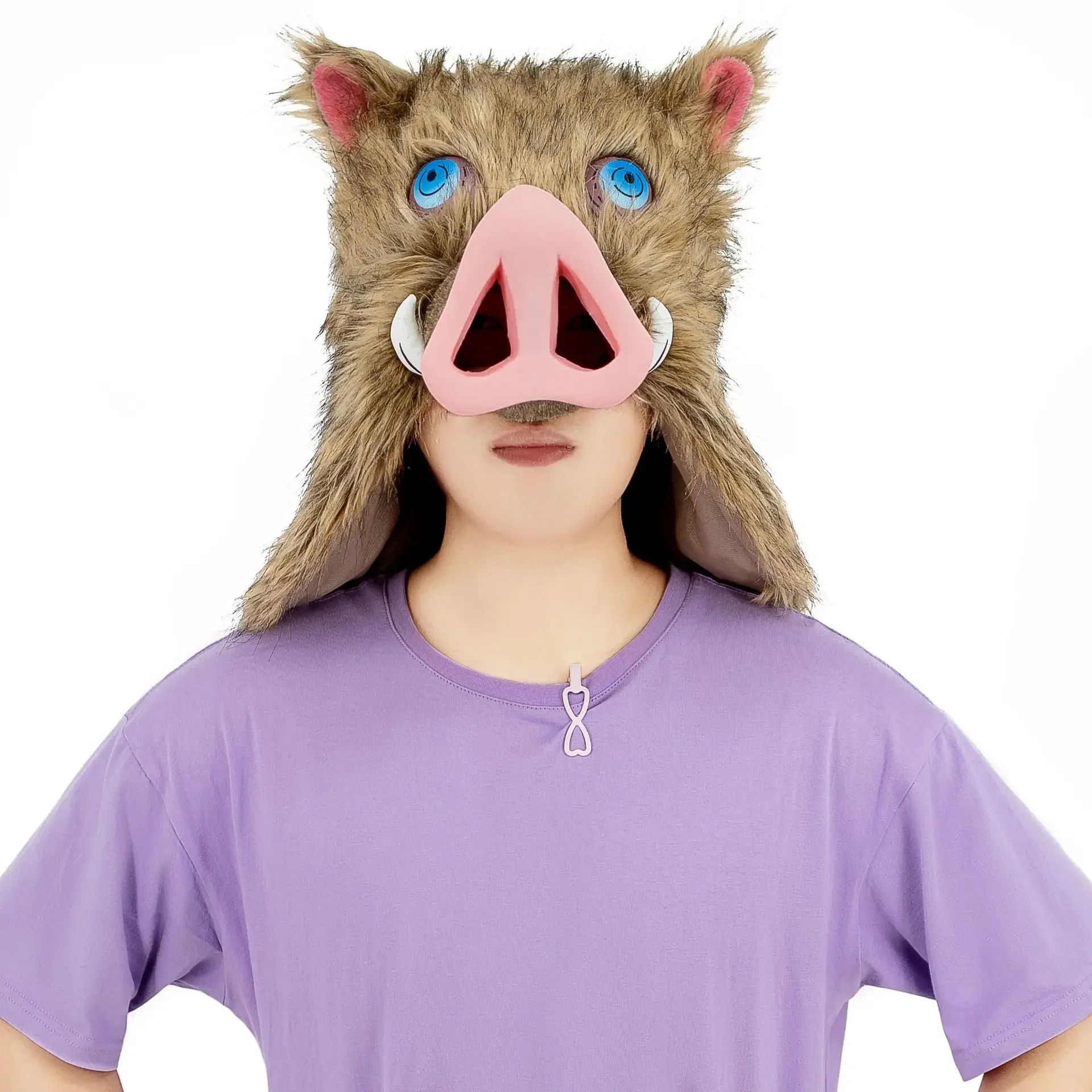 

Japan Anime Demon Hat Hashibira Inosuke Cosplay Cartoon Cute Pig Cap Funny Plush Toy