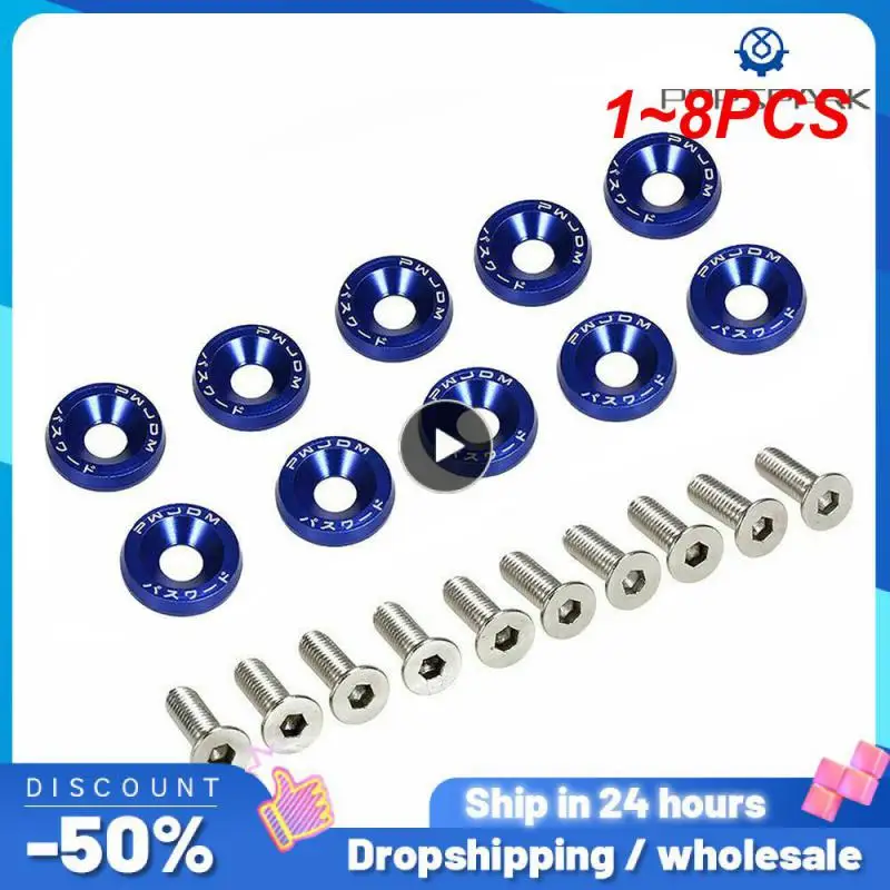 

1~8PCS AluminumPack Car Modified Hex Fasteners Fender Washer JDM Bumper Engine Concave Screws Car modification gasket screws