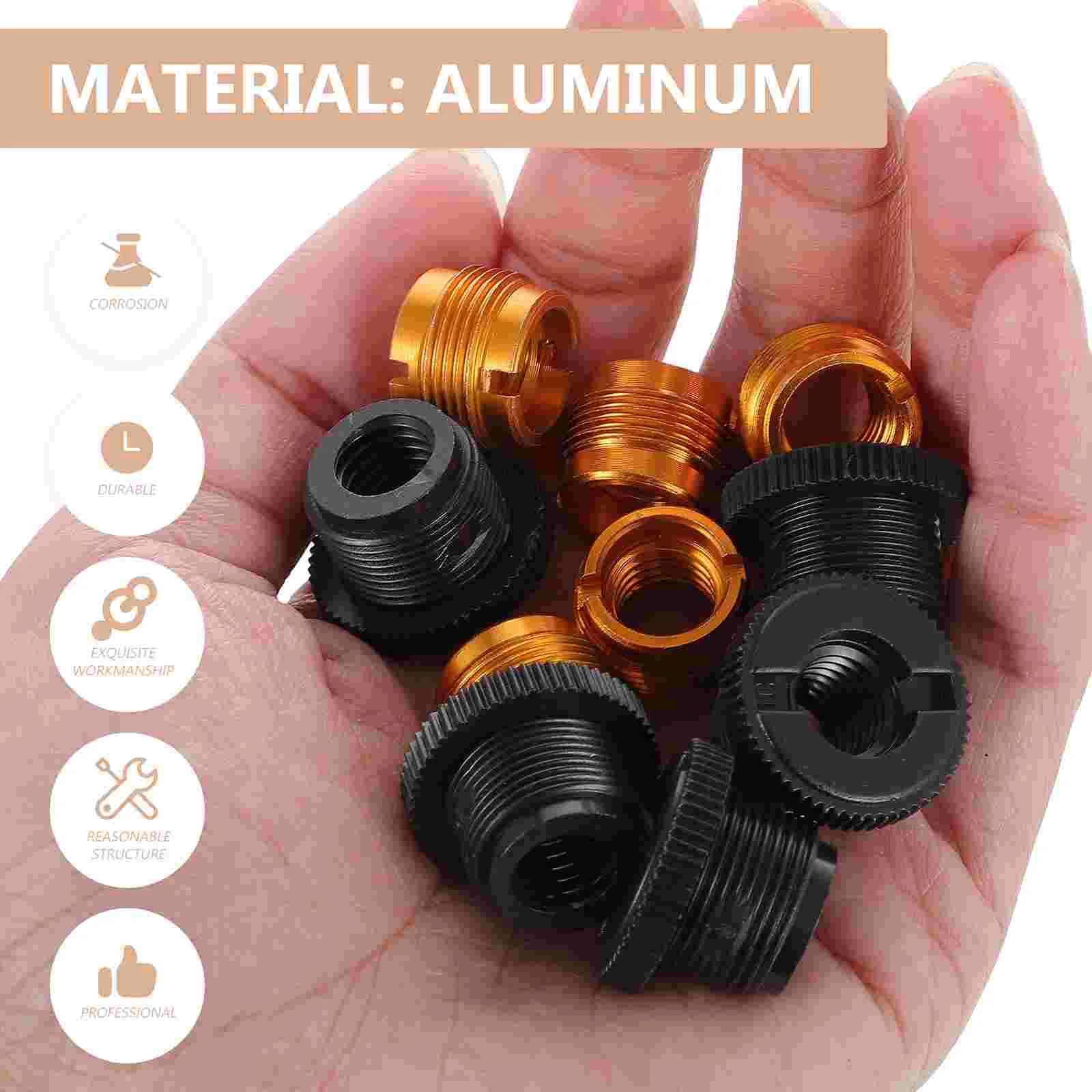 10 Pcs Microphone Mount Clip Nut Adapters Stand Monitor 2.2X2.2X1.6CM 5/8 Thread 3/8 Aluminum