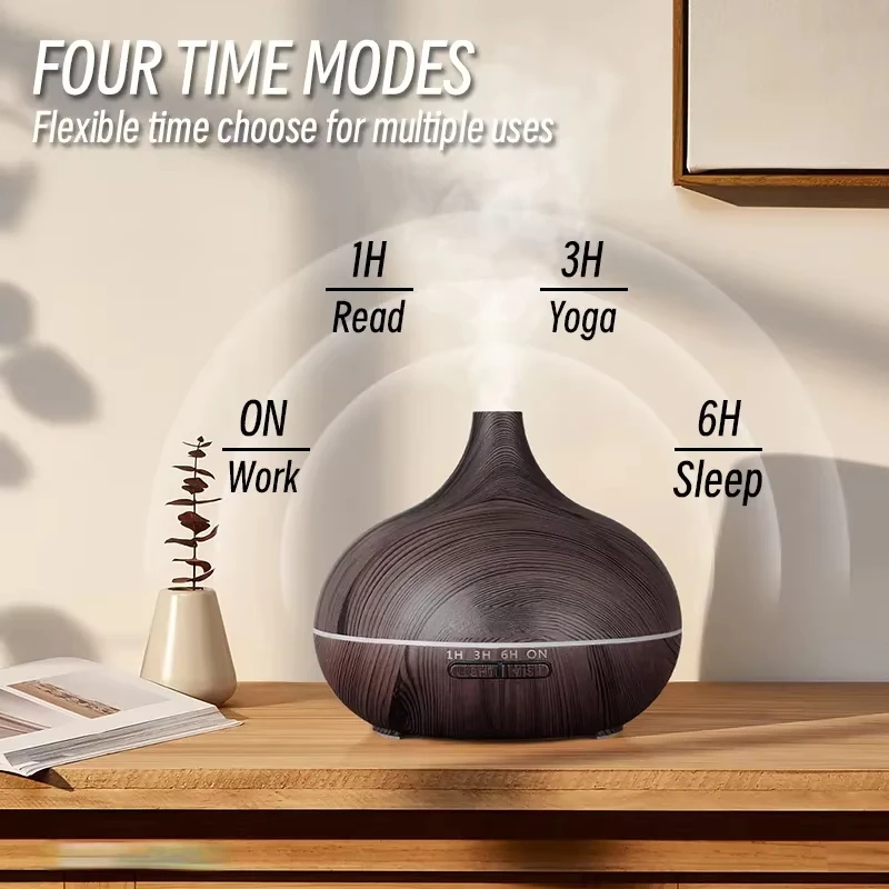Air Humidifier Aromatherapy Essential Oil Diffuser Wood Grain 500ml Ultrasonic Remote Control 7 Color Lights For Home Bedroom ﻿ 4