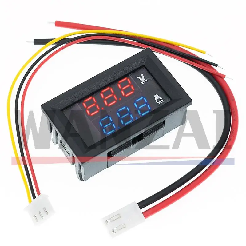 Digital Voltmeter Ammeter DC 0-100V 10A Digital Voltmeter Ammeter Dual Display Voltage Detector Current Meter Panel Amp Volt Gauge 0.28" Red Blue LED