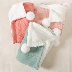 Winter Baby Jacquard Knitted Ball Blanket Warm and Soft Faux Cashmere Nap
