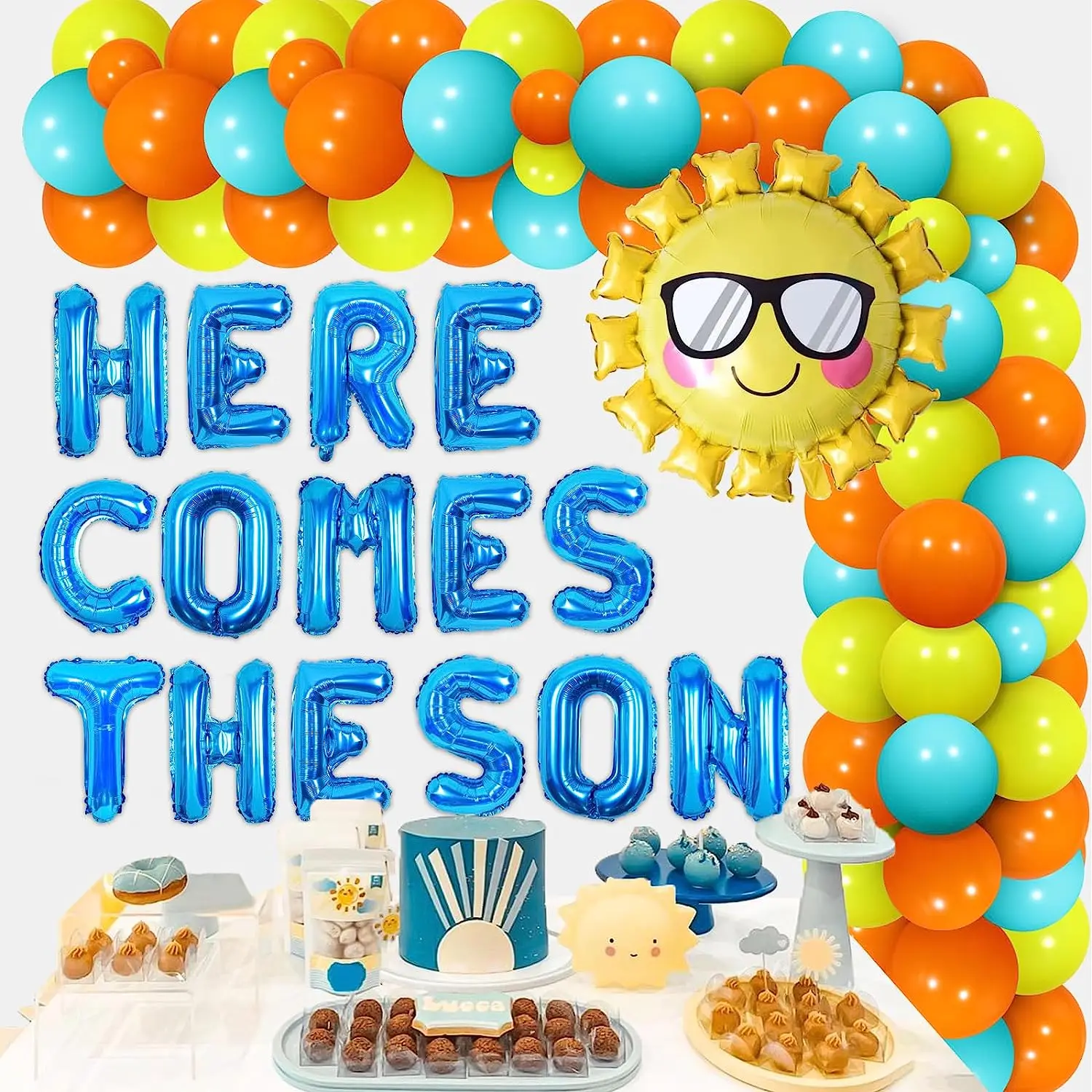 

Here Comes The Son Baby Shower Decorations Retro Sunshine Balloon Garland Sun Foil Balloon Here Comes The Son Balloons Banner