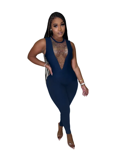 spontaan vorm Legacy Women Mesh See Through Jumpsuit Sexy Deep V Neck Sequin Rhinestone Bodycon  Jumpsuits Sleeveless Clubwear Party One Piece Rompers - Jumpsuits -  AliExpress