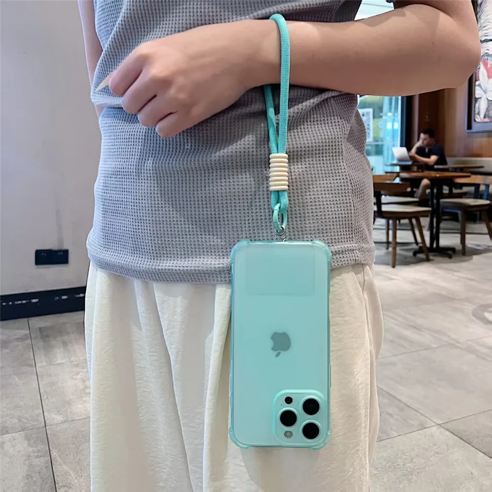 Shockproof Soft Phone Case with Lanyard and Matte Lens Protection Cover