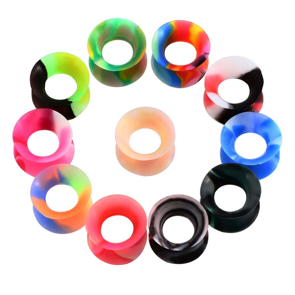 

11Pairs Colorful Soft Silicone Ear Gauges Set Flexible Ear Skin Tunnels Earlets Plugs Stretcher Expander Piercing Jewelry Unisex