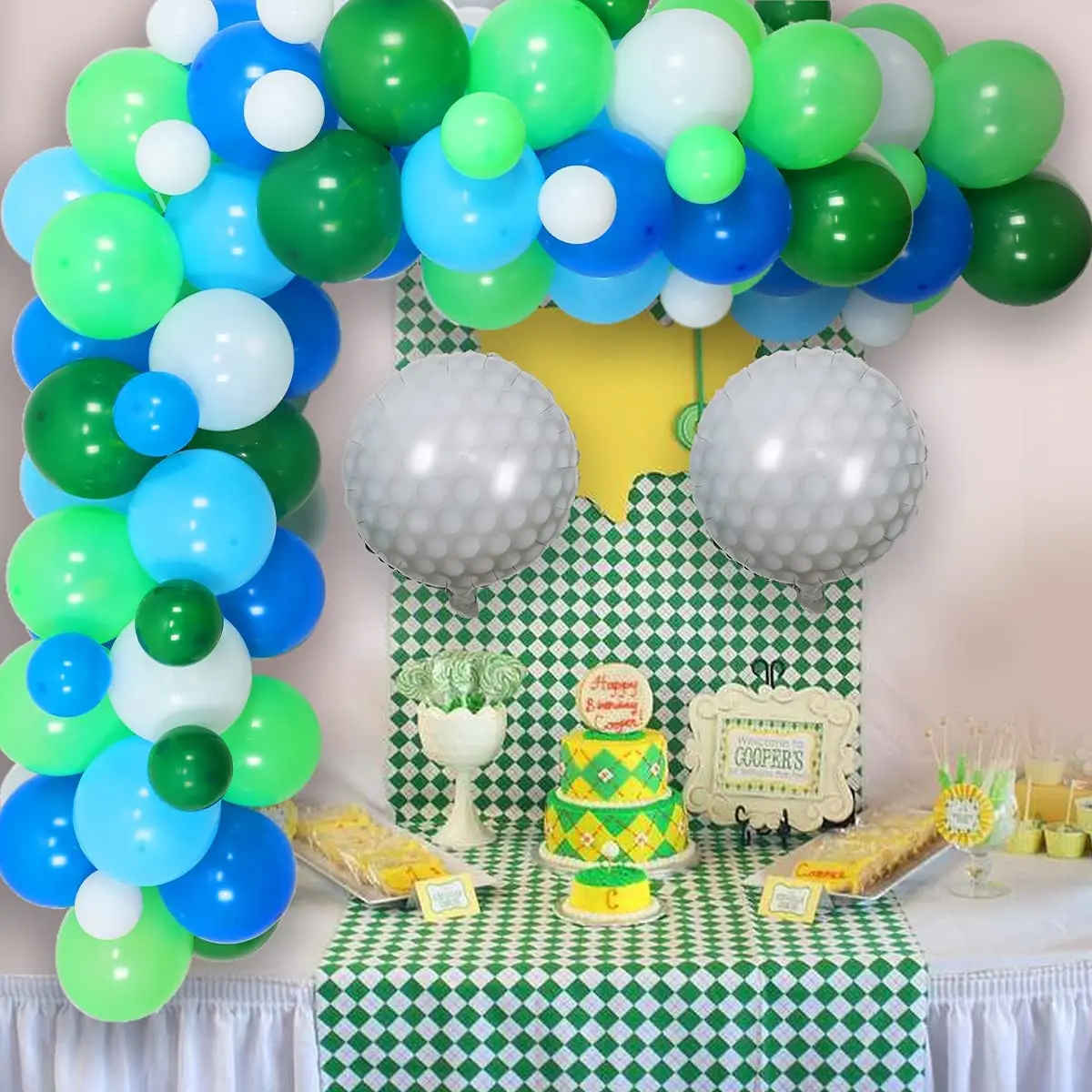 

Golf Theme Birthday Party Supplies Golf Party Decorations Blue and Green Golf Balloon Garland for Golf Course Sport Party Decor