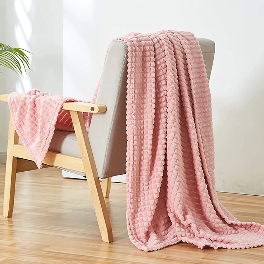 

Simple&Opulence Winter Warm Throw Blanket Luxury Microfiber Super Soft Stereoscopic Grid Design Lightweight Blankets for beds