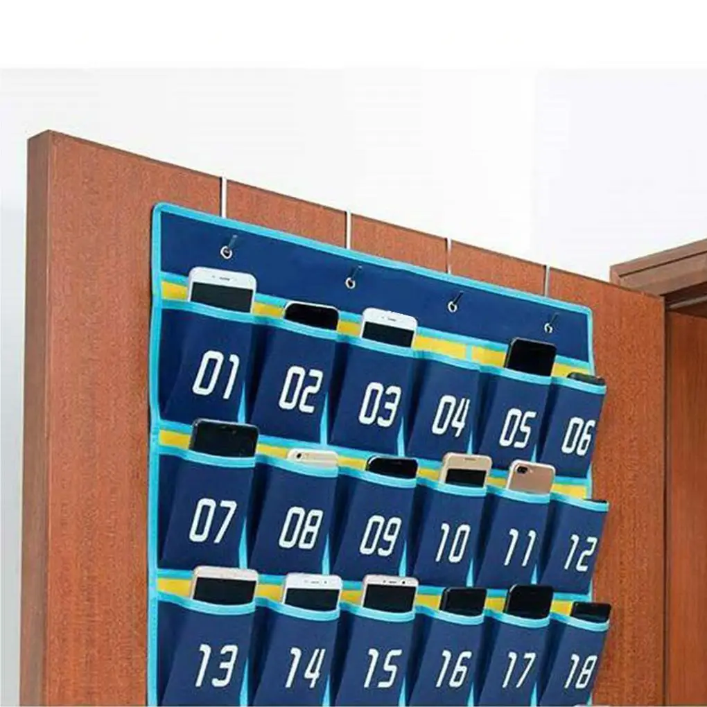 Numbered Pocket Charts Mount Over the Door Organizer Homeschool Supplies Storage Bag with 4 Hooks for Cell Phones 30/36 Cells