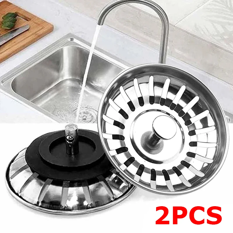 2pcs Stainless Steel Sink Filter Pool Bathtub Hair Catcher Stopper