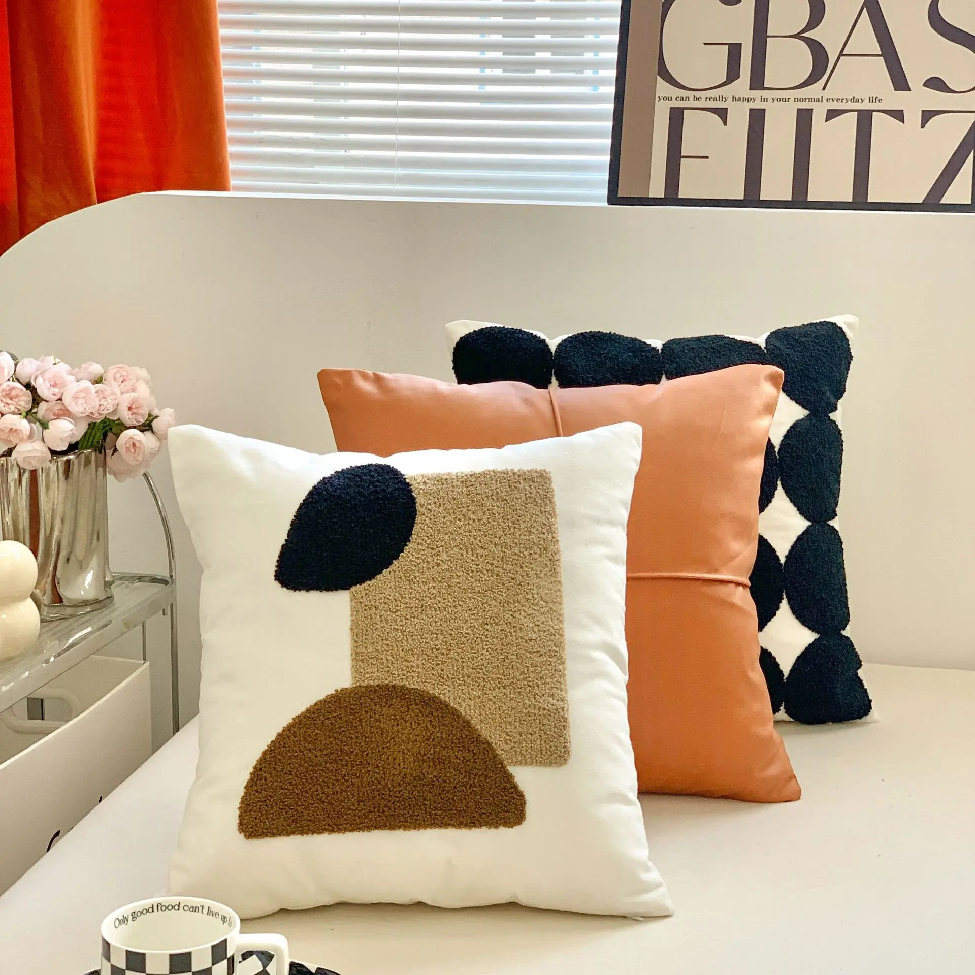 

Simple Nordic Black White Pillowcase Literary Cream Style Home Decor Throw Pillows Cover Living Room Sofa Chair Cushion Cover