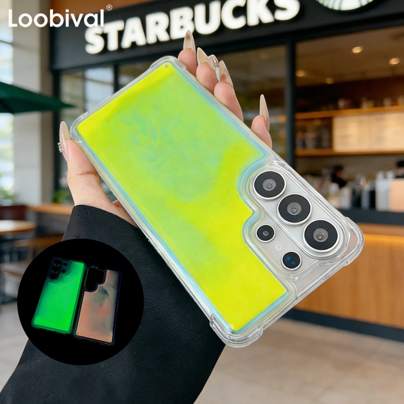 Creative Quicksand Luminous Phone Case with Airbag Protective Cover