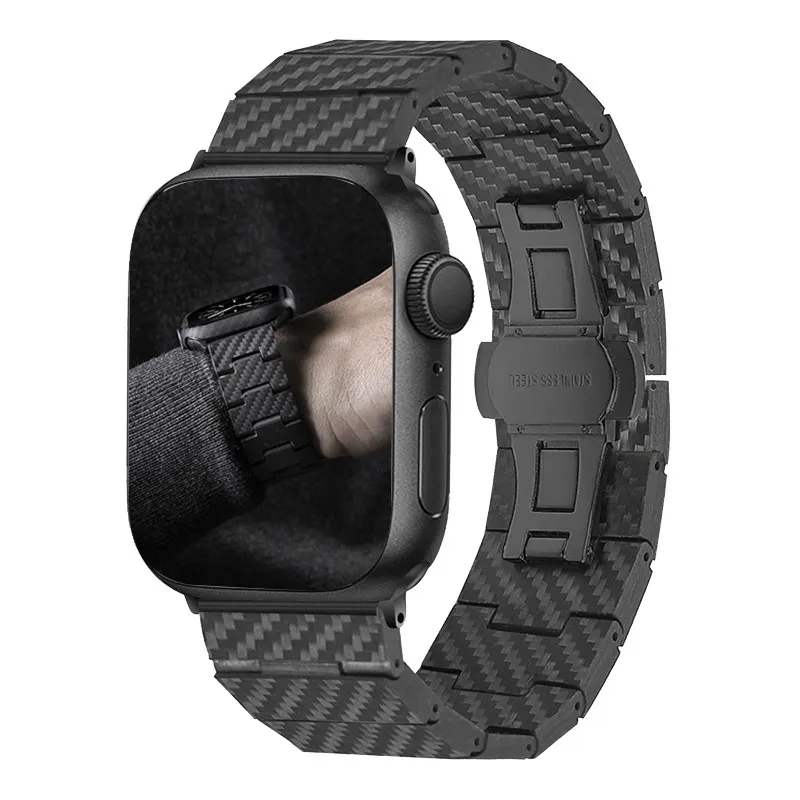 

Carbon Fiber Strap For Apple Watch Band 45mm 44mm 42mm 41 40 38 49mm Lightweight Link Bracelet belt iWatch Series 5 4 7 3 SE 6 8