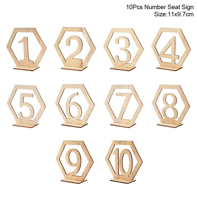 10pcs Natural Wooden Place Card Holders Stand Card Photo Clip Holder Rustic Wedding Decorations Party Table Number Name Sign 10pcs 1-10 sign
