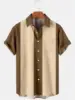 Hawaiian Men's Short Sleeved Shirt, Casual Stripe Printed National Style, Retro, Lapel, Open Button, Beach Top 5