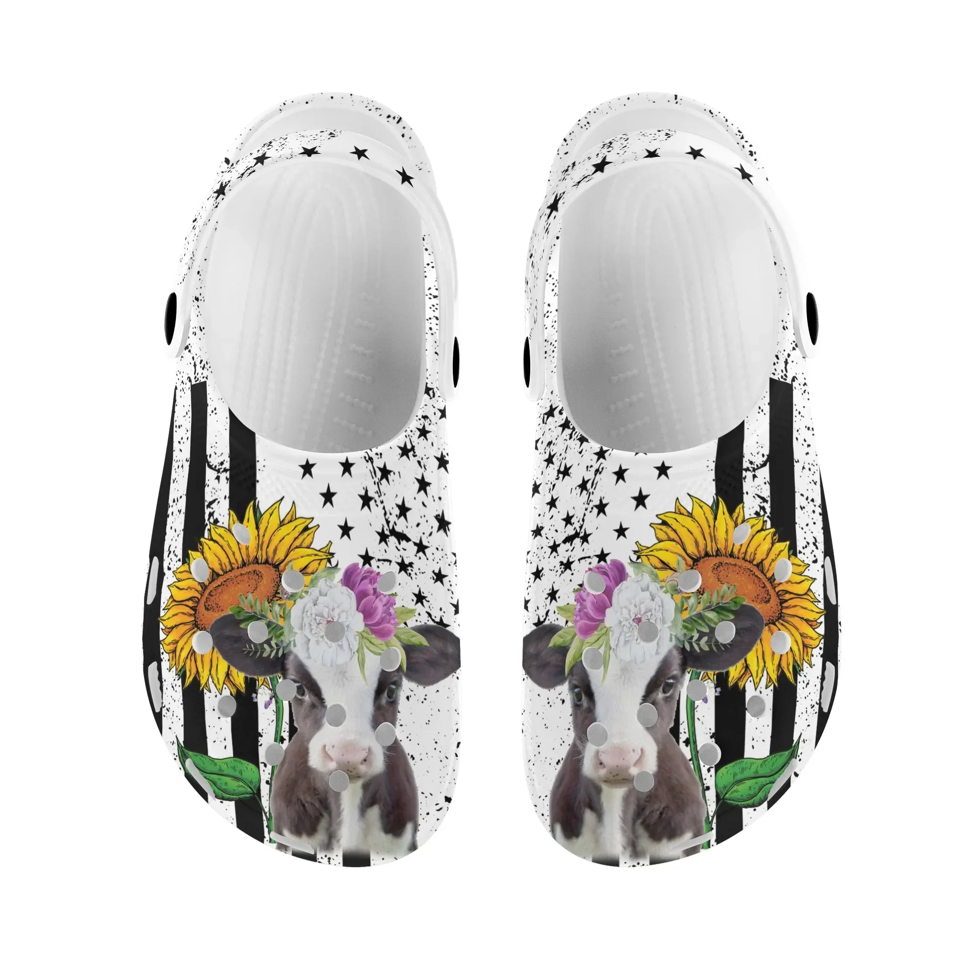 Fashion Breathable Summer Women Sandals Casual Sunflower Cow Design Bathroom Shower Slippers Soft Sole Garden Shoes Slides Gift