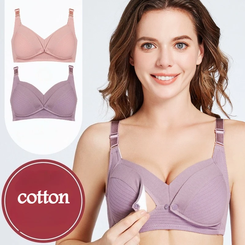 Reggiseno Allattamento in Cotone con Bottoni Frontali, Anti-cedimento, per Gravidanza e Allattamento