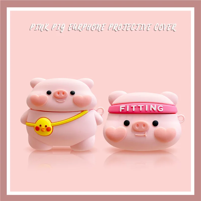 

3D Cartoon Cute Fitting Pig Cute Cases For Apple AirPods 1 2 3 Pro Pro2 Case Silicone Soft Wireless Bluetooth Earphone Cover