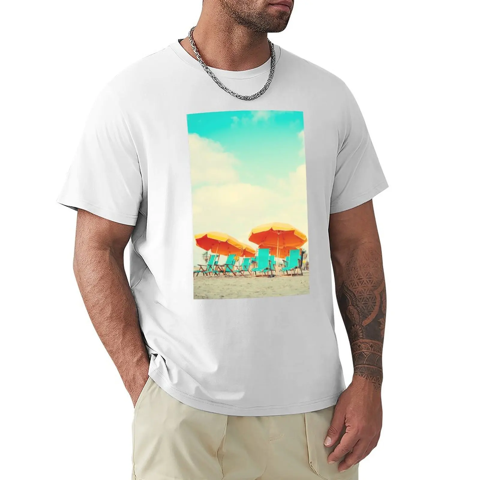 

Retro Summer Beach T-Shirt heavyweights blanks anime men clothes