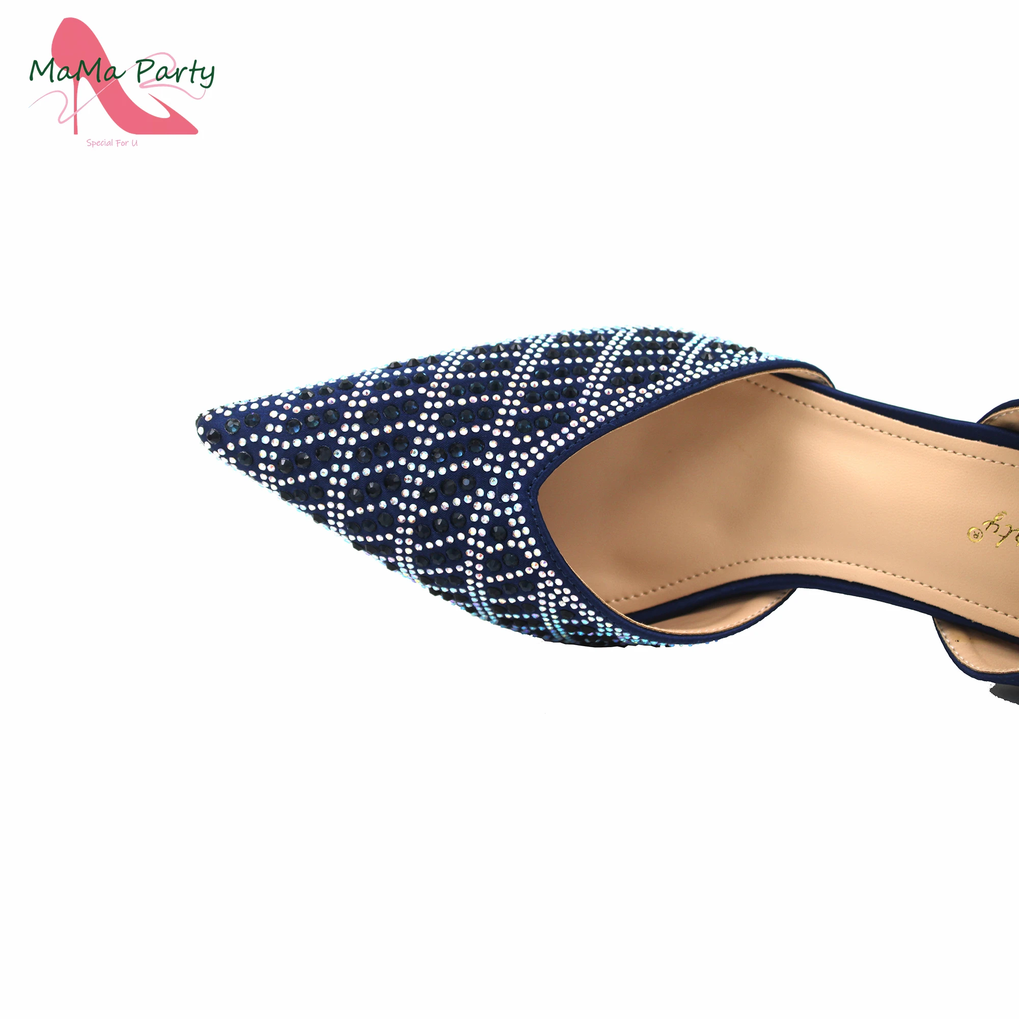 Navy Blue New Arrivals Italian Design 2024 Summer Hot Sale Shoes and Bag Set for Nigerian Women Pointed Toe Pumps for Party