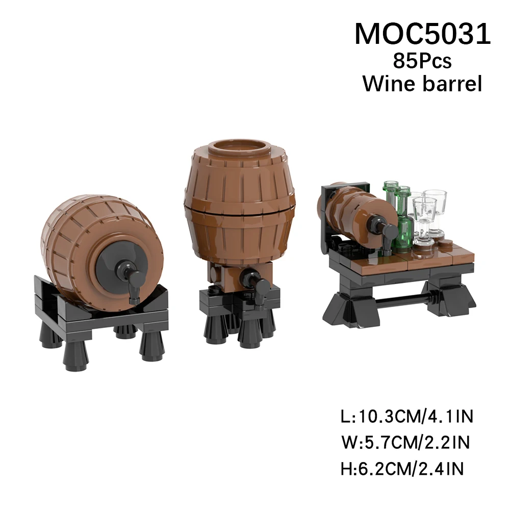MOC5031 밀리터리 시리즈 중세 와인 배럴 브릭 액션 피규어, 빌딩 블록, 어린이용 교육 장난감, 창의적인 선물
