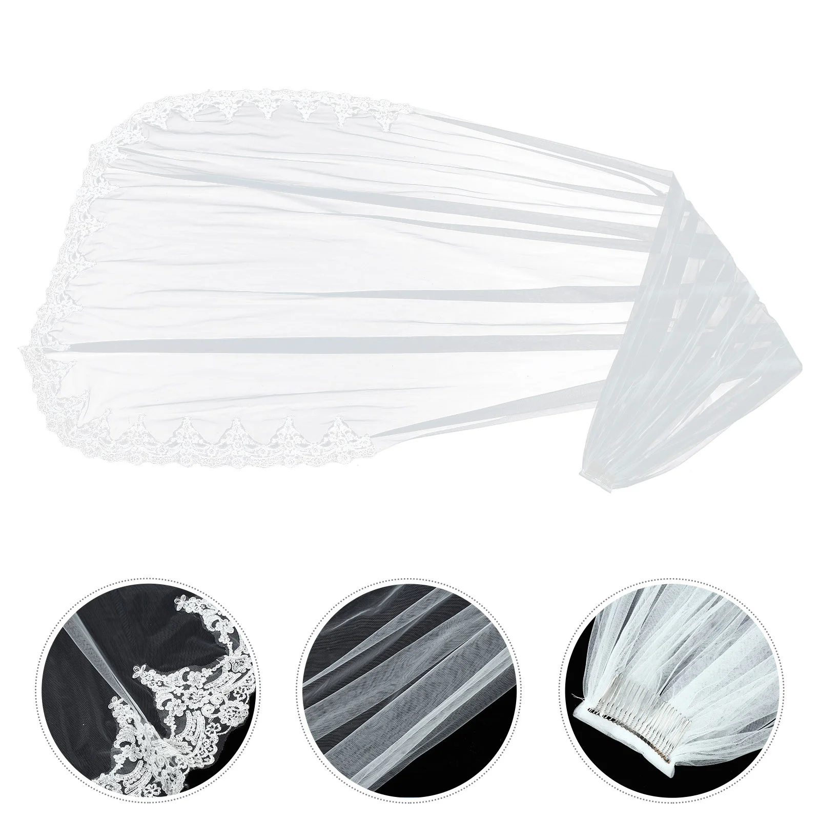 

Bridal Hair Accessory Long Veil Floor Wedding Bow Tie Simple Accessories for Bride