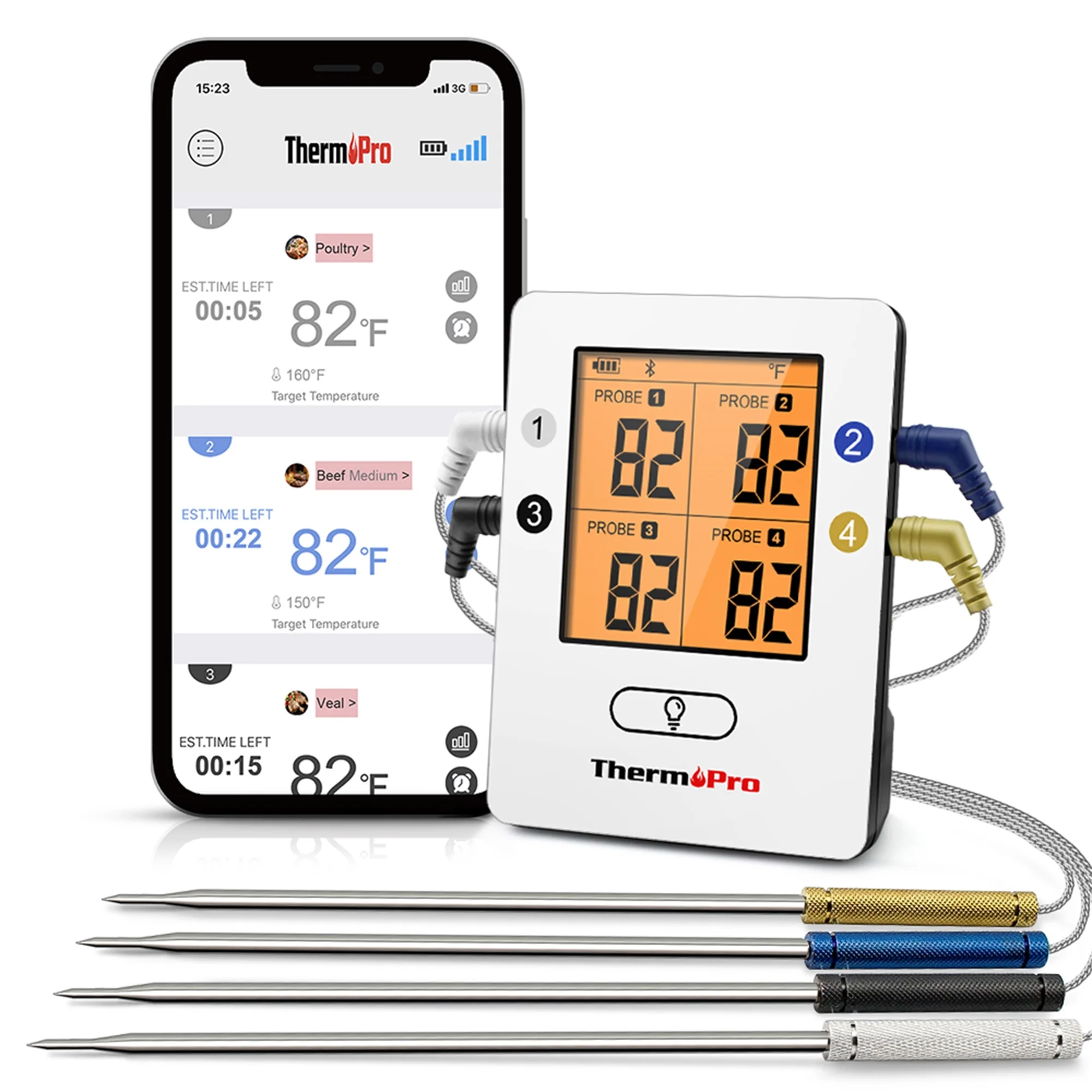 ThermoPro TP17H Digital Meat Thermometer with 4 Probes