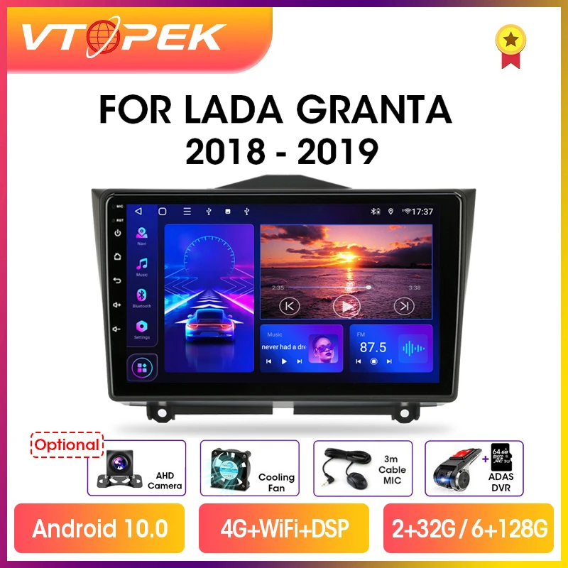 Vtopek 9&quot 4G Carplay DSP 2din Android 10.0 Car Radio Multimidia Video Player GPS Navigation For LADA BA3 Granta Cross 2018 2019 |