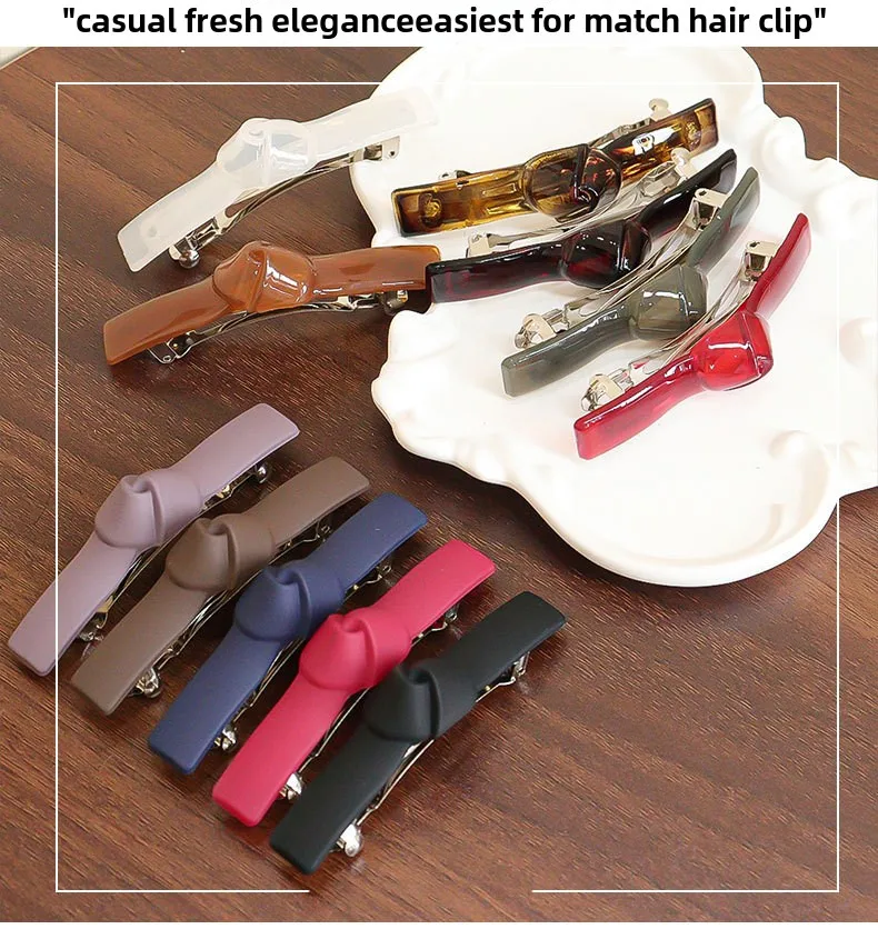 New PC material one-wordclip springclip temperament hairpin cute love hairpin hair accessories back head top clip headdress
