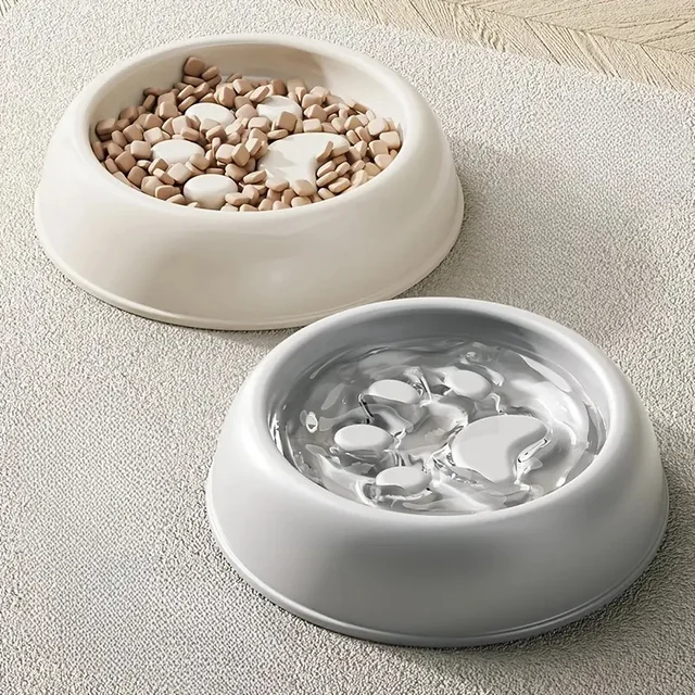 Paw Print Slow Feeder Bowls for Dogs, cat Non-Spill Pet Food Water Dish, Easy Clean, Digestive Health, Dual-Use Prevents Choking 3