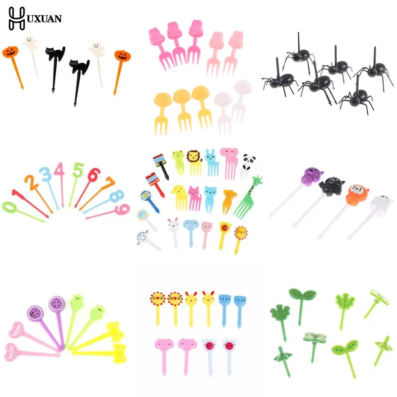 2-24pcs Animal Farm Fruit Fork Mini Cartoon Children Snack Cake Dessert Food Fruit Pick Toothpick Bento Lunches Party Decor fruit fork,food picks,food toothpicks